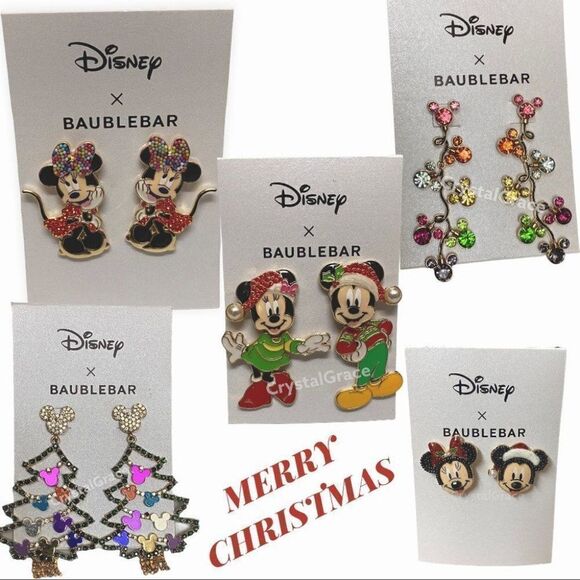 Disney x Baublebar Holiday Mickey Minnie Christmas Earrings Tree Santa Lights - Picture 1 of 12